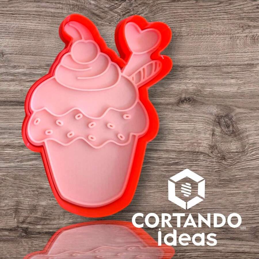 Cortador para galleta con sello en forma de cup cake - Multicolor - Ver 1