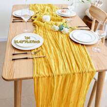 1/2pcs 90*180/300/400cm Red Bohemian Style Sheer Fabric Table Runners, Suitable For Party, Dining Table Decor, Valentine's Day, New Year, Engagement, Wedding, Shower, Birthday (Multiple Colors)