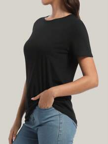 HIGHFINE Women's Short Sleeve Basic Shirt Round Neck T-Shirt Loose Fit Fashion Top Casual Summer Wear