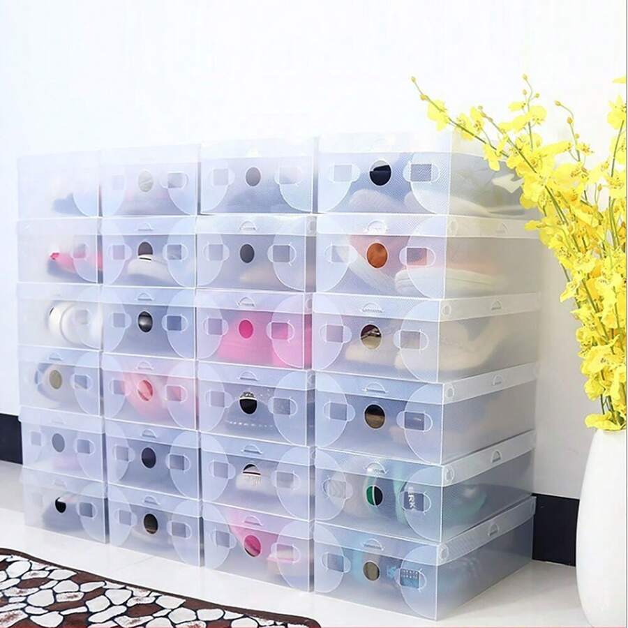 Pack Of 20 Transparent Shoe Storage Boxes, Foldable Shoe Boxes, Shoe ...