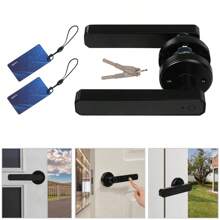 "Smart Door Handle Lock (Model 196 - Black) - One-Touch Indoor Wooden Door Lock With Fingerprint & Password Function, Spherical Electronic Home Security Lock - Easter Home Essentials" - Plateado - Ver 3