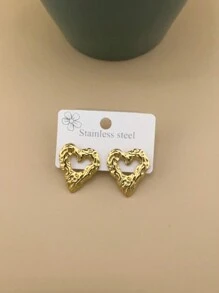 1 par/4 pares de aretes minimalistas con forma de corazón y flor geométrica, aretes mini ligeros y compactos de nicho coreano para mujeres