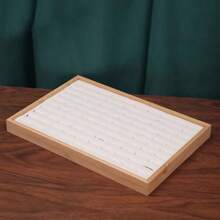 Fashion Wood Velvet 100 Digit Ring Display Tray Jewelry Stud Earrings Storage Plate Jewellery Counter Showcase Props - Black - View 4