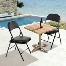 4 Pack Folding Chairs With Padded Seats, Padded Folding Chair With Steel Frame For Events Home Office, Pu Leather Folding Chair Black - màu đen - Xem 6