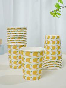 10/25, 9-Ounce Paper Cup, Cartoon Bee Theme/Fresh Lemon Theme, Disposable Bathroom Cup, Mouthwash Cup, Paper Sample Cup, Disposable Drinking Cup, Party, Home And Office Paper Cup, Reception Guests, Friends, Disposable Espresso Cup, Water, Juice, Candy And Snack Cup, New Mother Bath, New Year's Gift, Suitable For Various Festivals - Multicolor - View 9