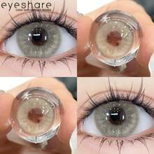 Kính áp tròng dùng một lần Eyeshare 1 cặp, phù hợp với mắt, có các màu nâu tự nhiên, xám, hồng, tím và nhiều màu khác, mềm mại và thoải mái, thích hợp cho Halloween, cosplay và các dịp khác. - Tro - Xem 4