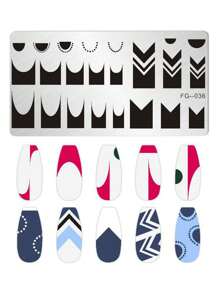 2025 Nail Art Stamping Plates, 6x12cm Nail Stamping Template, French Line Nail Art Template, French Pointed Nail Art Tools, Wave Stripe Nail Art Design Stamping Plate Set, Stainless Steel Reusable, DIY Nail Art - Silver - View 3