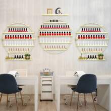 3PCS Wall Mounted Holder Display Stand For Nail Salon Nail Polish Organizer Round Shape Nail Polish Storage Rack - Gold - View 11