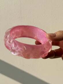 1 pièce Bracelet en résine asymétrique géométrique rose dégradé rêveur et pailleté, convient pour les vacances et pour un port quotidien