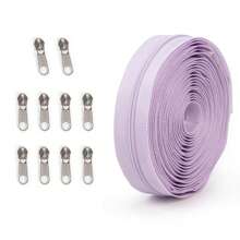 1 套 = 450 厘米拉链 + 10 个拉链头，3# 尼龙拉链，10 种颜色，带银灰色拉链头，适用于服装、箱包、户外帐篷等。