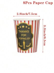 44pcs/Set Movie Night Theme Cinema Popcorn Pattern Disposable Tableware, Clapperboard Shaped Napkins, Disposable Dining Plate, Paper Cup, Family Holiday Movie Night Party Decoration Supplies - Multicolor - View 11