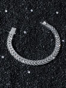 1pc Men's Hip Hop Fully Rhinestoned Fish Tail Chained Bracelet, Personalized Daily Wear, Boyfriend Gift - Style a - View 7