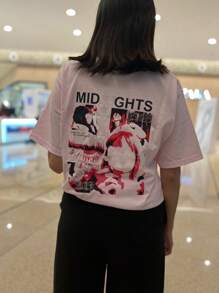 Playera rosa con estampado de moda Taylor S - Rosa - Ver 1