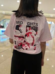 Playera rosa con estampado de moda Taylor S - Rosa - Ver 2