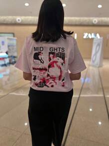 Playera rosa con estampado de moda Taylor S - Rosa - Ver 6