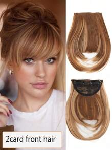 Synthetic Women's Hair Short Straight Bangs Natural Fake Wig Clip In Hairpieces For Black Heat Resistant Fiber