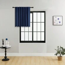 1 件或 2 件可选，围兜式窗帘布，杆袋式窗帘，夹式设计，遮光纯色隔热窗帘，用于房间遮光节能，适用于客厅、办公室、厨房、卧室窗户 - 藏蓝色 - 查看 31