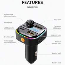 Kfz-Ladegerät FM-Sender MP3-Player Freisprechanlage Kabelloses Bluetooth 5.3 5V3.1A Dual-USB Kfz-Adapter Radiomodulator zur Wiedergabe von USB-Sticks