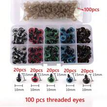 100-560 piezas de ojos de plástico con rosca de colores, caja de accesorios para ojos de muñecos y títeres de animales DIY (color aleatorio) - Multicolor - Ver 12
