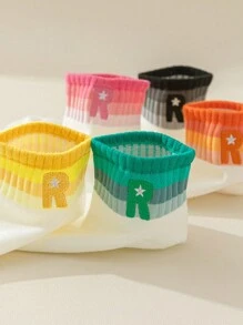 5 Pairs/Set Women Short Socks For Spring/Summer, Colorful Gradient Letter Print Socks - Multicolor - View 10