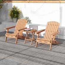 Lifezeal Patio Folding Side Table Indonesia Teak Wood Round Slatted Tabletop Portable Camping