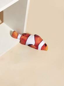 1pc Plush Realistic Clownfish Pet Toy, Suitable For Cats And Dogs, For Chewing, Playing And Relieving Boredom