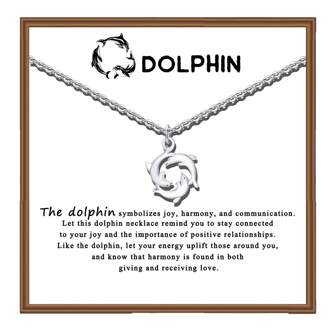 海豚/海龟/河马/孔雀/恐龙/猫/龙/蛇/树懒不锈钢动物吊坠项链，配首饰盒和祝福卡