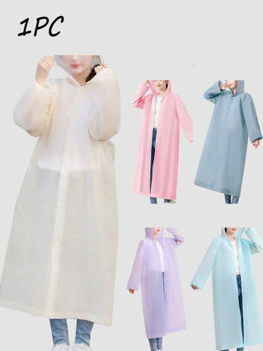 长款 EVA 男女通用雨衣，加厚防水雨衣，带帽男女通用雨衣，防水、防风、速干、透气 - 非常适合骑行、徒步旅行和户外探险。 - 彩色 - 查看 1