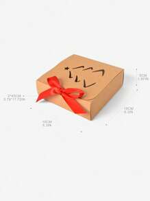 10 件装纯色方形牛皮纸礼品盒，配红色蝴蝶结盖子