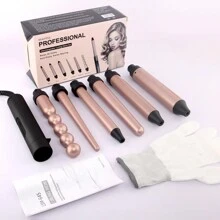 Juego de rizador profesional 6 en 1, Rizador de doble voltaje con calentamiento instantáneo y control de temperatura para cabello ondulado