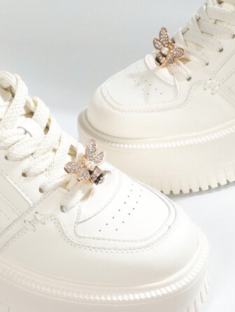 Silver Metal Bee Shaped Shoelace Decoration, DIY Pendant, Accessory