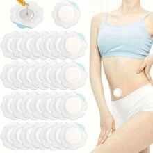 20/100pieces Unscented Self-Adhesive Belly Button Wraps - Water-Soluble, Oil-Free, Disposable Castor Oil Pads For Belly Button Care - White - View 2