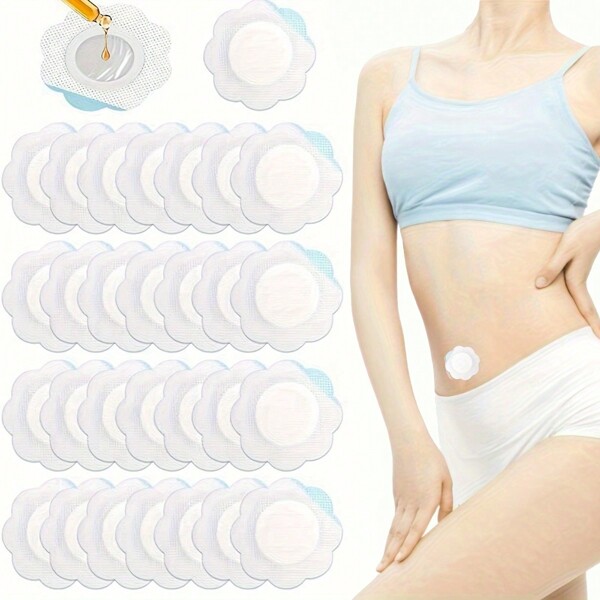 20/30/100pieces Unscented Self-Adhesive Belly Button Wraps - Water-Soluble, Oil-Free, Disposable Castor Oil Pads For Belly Button Care
