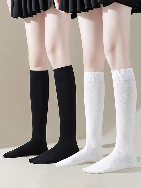 1/2 Pairs Women's Knee High Socks For Girls Knit School Uniform Socks Seamless Toe Over The Knee Socks For Girls Boys Kids