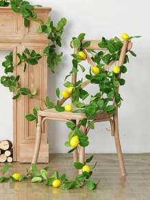 1/2pcs, 180cm/5.9ft, Artificial Lemon Green Leaf Vine, Foam Fruit Plant Wreath, Fake Hanging Plant Green Lemon Wreath Decor, Suitable For Spring Room Decor, Home, Bedroom, Wall, Party, Wedding Decoration