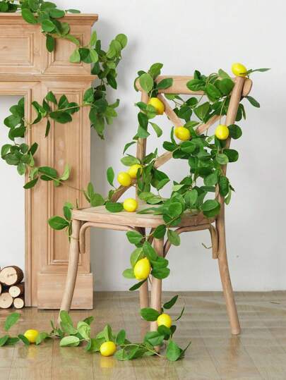 1/2 قطعة، 180 سم/5.9 قدم كرمة أوراق ليمون خضراء اصطناعية، إكليل نباتي اصطناعي بثمار الليمون، ديكور نباتات معلقة خضراء بثمار الليمون، مناسب لديكور الغرف في جميع المناسبات، المنزل، غرفة النوم، الجدران، الحفلات، الزفاف، عيد الميلاد