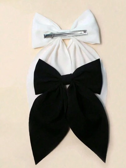 2 pièces Pinces à cheveux polyvalentes minimalistes, pinces à cheveux noires et blanches , accessoires capillaires, pinces à cheveux, épingles à cheveux, fournitures scolaires, accessoires de tête