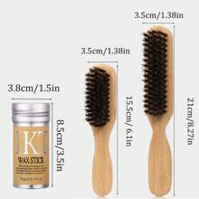 ikt Set de 3 peines de peinado, 1 cepillo de cerdas, 2 cepillos grandes de pelo de cerdo para alisar el cabello y 1 barra de cera para el cabello de 75g para eliminar el frizz - barra de cera - Ver 10