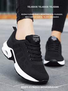 Zapatos para Caminar de Mujer, Zapatillas Deportivas Femeninas con Malla Transpirable Cómodas, Zapatos Caminar para Mujer Transpirables Casuales de Malla Zapatos de Tenis de Moda Zapatillas de Deporte, Zapatillas bajas para exteriores, Zapatillas antideslizantes para correr, para uso diario o al aire libre - Negro - Ver 2