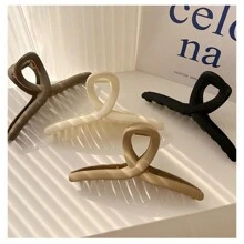 3pcs Women's Matte Finish Black & Brown Cross-Shaped Large Hair Clips For Daily Use, Styling, Bathing, Showering, Makeup, Clothing Accessories, Elegant And Versatile, Easy To Carry Casual