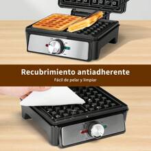 Aigostar Máquina de Gofres Eléctrica de 1200W, Plancha para Desayuno con Revestimiento Antiadherente, Capaz de Hornear 4 Gofres a la Vez, Ideal para Hogar o Restaurante - Negro - Ver 6