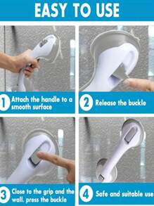 1/2 Pcs Bathroom Bathtub Handle Grab Bar And Shower Pole Handle, Safety Assistance For Disabled, Elderly, Bathroom Tub Grab Bar - Balance Aid, Suitable For Tile, Glass And Hard Plastic Only