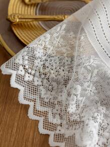 1pc Elegant French Style Lace Table Runner, Multiple Sizes, Suitable For Wedding/Party/Holiday Celebration/Home Decor Throughout The Year - White - View 6