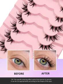 Asiteo 7 Pairs Anime Inspired Wet Look Eyelashes, Transparent Band Natural Wispy Criss-Cross Fairy Lashes, Suitable For Daily Wear & Dates - Criss Cross lashes - View 5