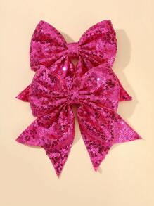 2/10个亮片丝带蝴蝶结发夹，闪亮啦啦队发夹，适合派对 - 彩色 - 查看 12