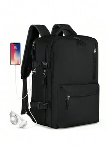 Balo đa năng sức chứa cực lớn, Năng lượng đa năng năm màu, Vật dụng không thể thiếu khi đi du lịch, Balo sức chứa lớn chống nước tiện lợi, Lưu trữ đa chức năng, Thích hợp để đi làm và du lịch, Balo sức chứa lớn phải có, Dễ dàng cất giữ khi đi công tác, đi làm và du lịch, Đơn giản và phong cách, Sạc USB, Thích hợp cho du lịch ngắn ngày và dài ngày, Kỳ nghỉ, Đi nước ngoài, Thăm người thân, Thể thao, Ngoài trời, Đáp ứng nhu cầu du lịch của bạn - màu đen - Xem 3