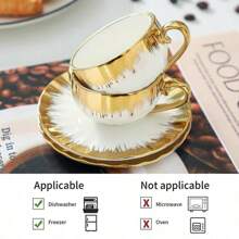 Luxury Style Coffee Cup & Saucer Set, 6/12pcs Vintage Coffee Cup & 6/12pcs Saucer Set, Tea Cup & Saucer Set, Coffee Mug & Saucer Set For Home Office Use, Household Drinkware Set, Kitchen Products - 白色*2套 - 查看 5