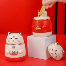 1 件创意自动弹出猫形牙签盒，厨房餐厅牙签分配器 - 彩色 - 查看 4