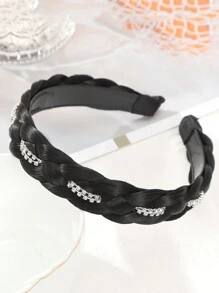 1pc Synthetic Hair Plaited Headband Braid Braided With Teeth Hair Band Beauty Accessory Stretch Braid Headbands Hairpiece For Women