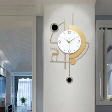 1 pieza Reloj de pared oscilante dorado, de gran tamaño, de metal, con movimiento silencioso, estilo pastoril para decoración de jardín, reloj moderno y creativo para uso en interiores y exteriores, decoración de habitación, decoración de dormitorio, decoración de vuelta al colegio, decoración del hogar